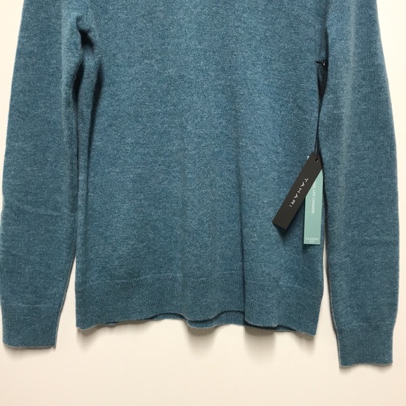 TAHARI Viridian Green Cashmere V-Neck Sweater - Picture 11 of 11